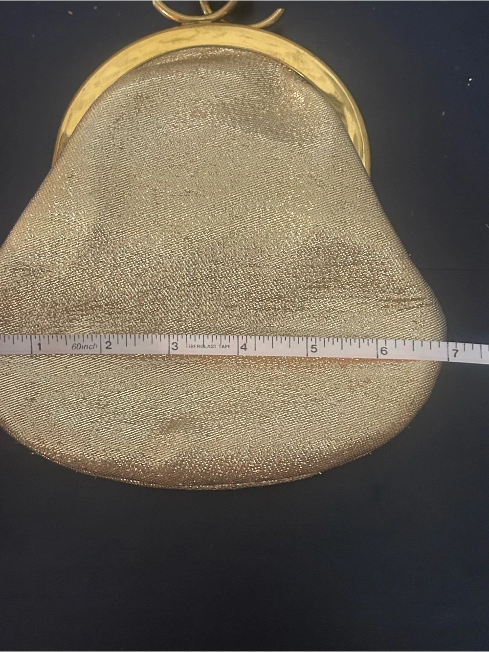 Vintage Gold Lame Kiss Lock Evening Clutch Purse Metallic Formal Wedding Handbag